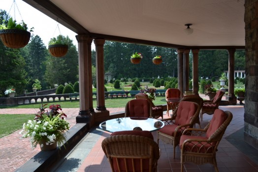 View of the Italian Garden from the Sonnenberg Mansion porch